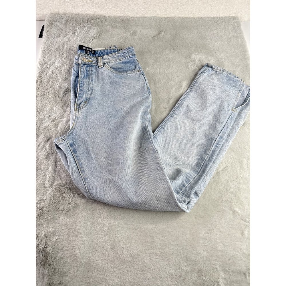 Missguided Jeans Womens 4 Light Wash High Rise Wrath Split Hem Denim Straight